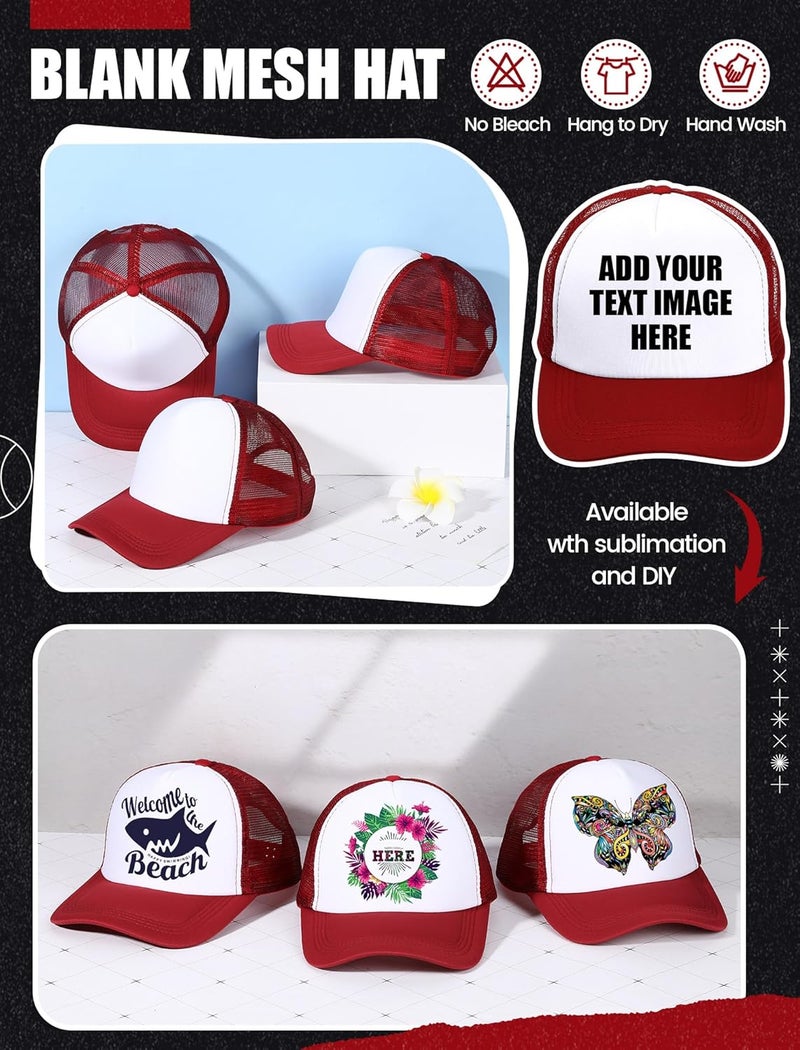 Tarpop 10 Pcs Sublimation Blank Trucker Hats Bulk Mesh Baseball Cap Polyester Mesh Trucker Hat for Men and Women - Image 5